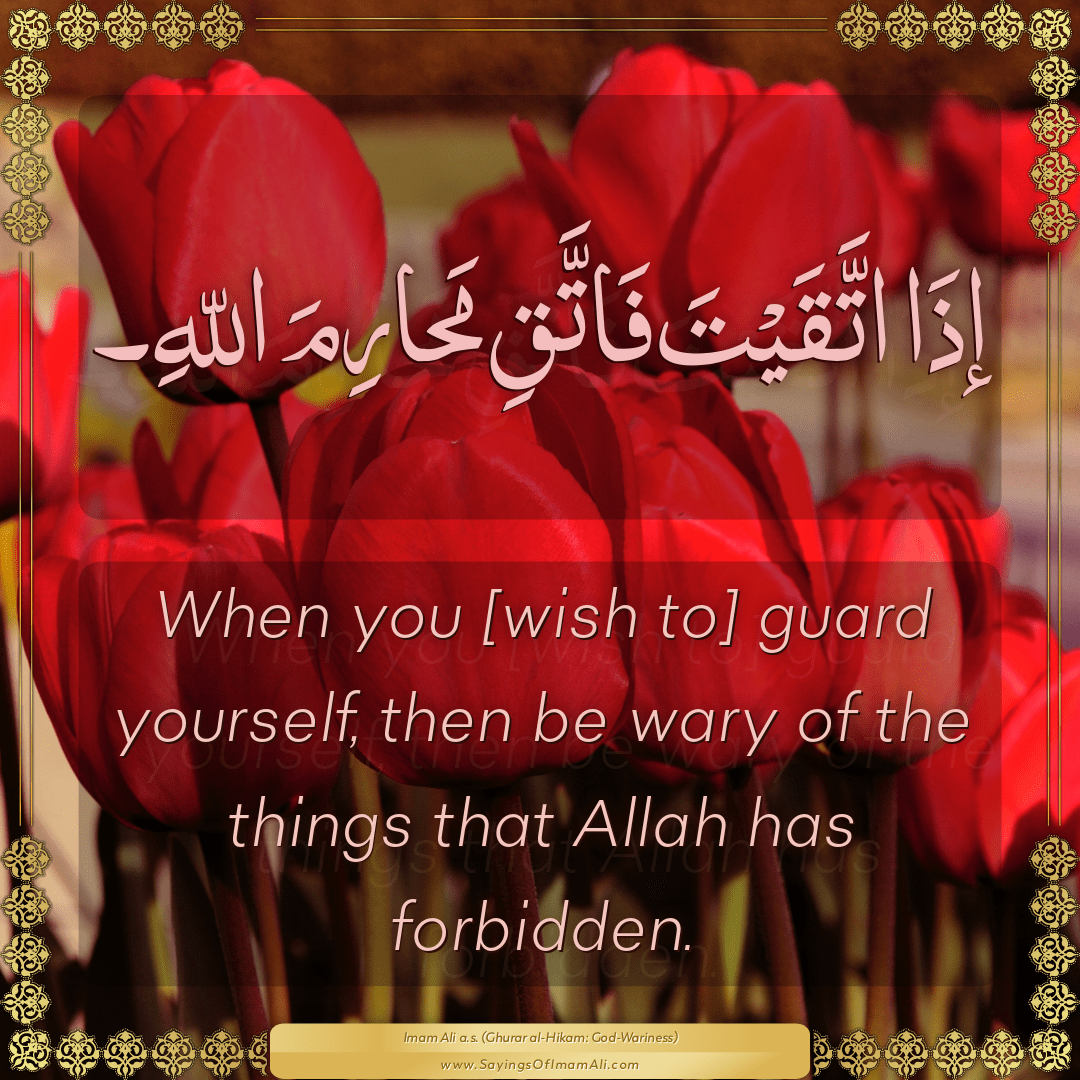 When you [wish to] guard yourself, then be wary of the things that Allah...